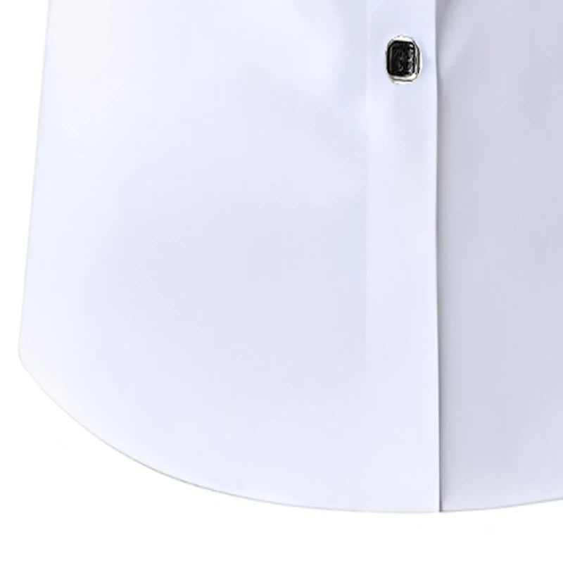 Men's Slim Fit Shirt with 4X4 Print, Long Sleeve Business Casual Button Down Blouse, Wrinkle Resistant, 5 Colors S-XXL