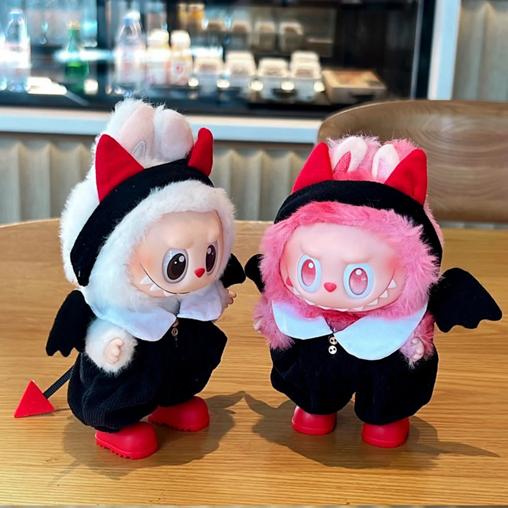 Halloween Outfits Devil Angel Suspender Gauze Skirt for Labubu V1 V2 V3 Devil for Ropa Labubu Doll Accessories