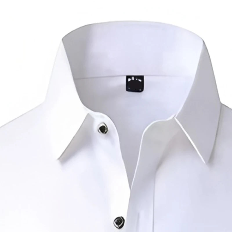 Men's Slim Fit Shirt with 4X4 Print, Long Sleeve Business Casual Button Down Blouse, Wrinkle Resistant, 5 Colors S-XXL