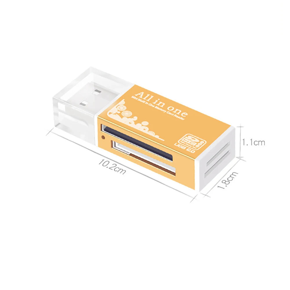Alloy Card Reader 4 Ports USB2.0 Micro SD TF M2 MS Pro Duo MMC SDHC DV Phone Camera Memory Card Adapter with LED Indicator