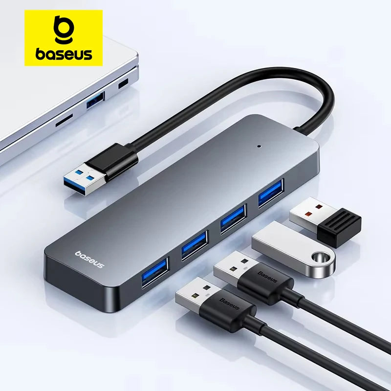 Baseus Usb Hub 4 Port ABS Hub Usb 3 0 for Laptop Multi Splitter Adapter For Xiaomi Lenovo Macbook PC Computer Accessories