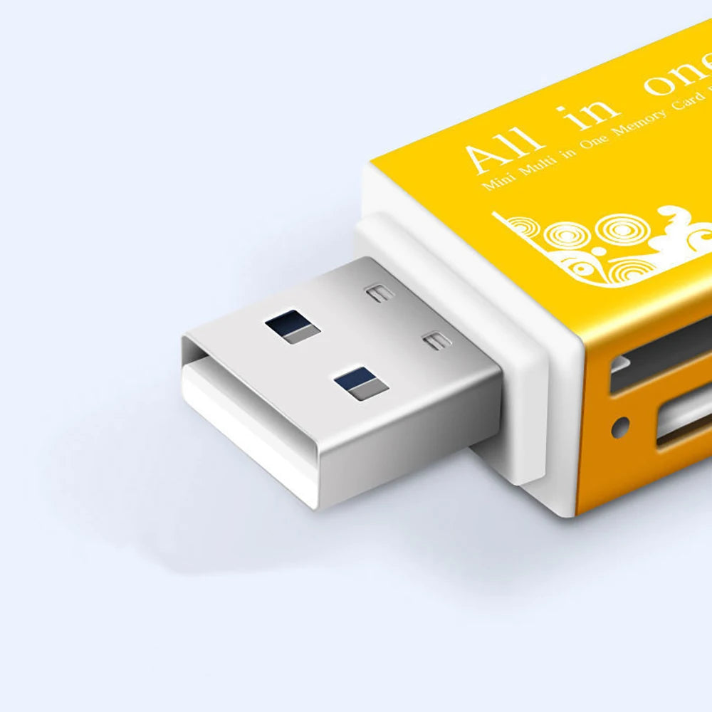 Alloy Card Reader 4 Ports USB2.0 Micro SD TF M2 MS Pro Duo MMC SDHC DV Phone Camera Memory Card Adapter with LED Indicator