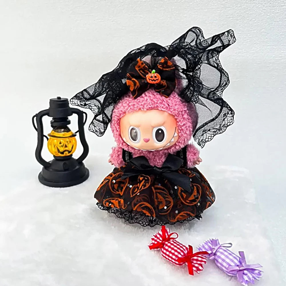Halloween Outfits Devil Angel Suspender Gauze Skirt for Labubu V1 V2 V3 Devil for Ropa Labubu Doll Accessories